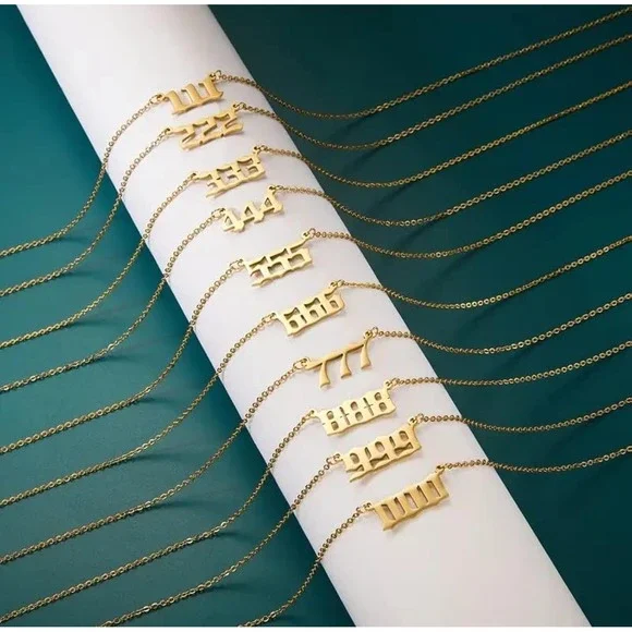 NWT SPIRITUAL YELLOW GOLD PLATED 555 ANGEL NUMBER NECKLACE, GIFT, PRESENT - Picture 9 of 13